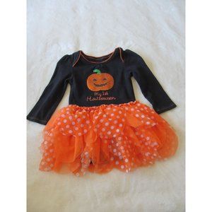 KOALA KIDS MY 1ST HALLOWEEN ORANGE AND BLACK LONG SLEEVED BODYSUIT ORANGE TUTU 9